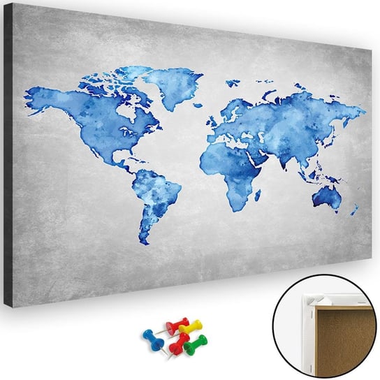 Obraz tablica korkowa FEEBY, Mapa świata, 90x60 cm Feeby