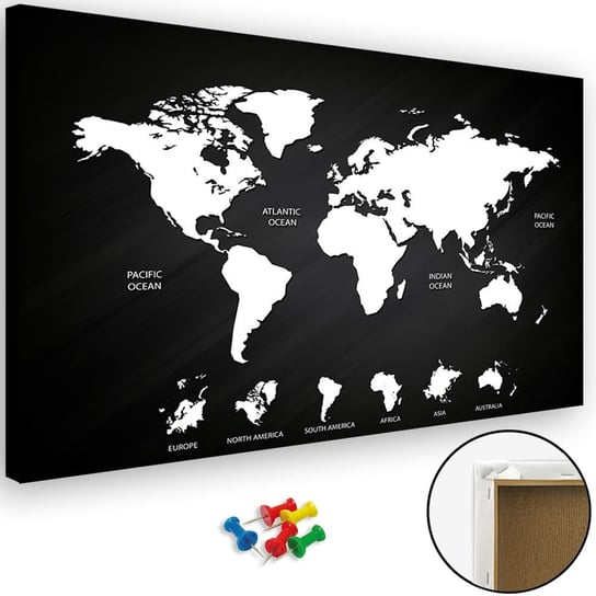 Obraz tablica korkowa FEEBY, Mapa Świata Biuro 120x80 Feeby