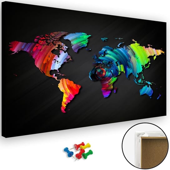 Obraz tablica korkowa FEEBY, Mapa Świata Kolor 120x80 Feeby