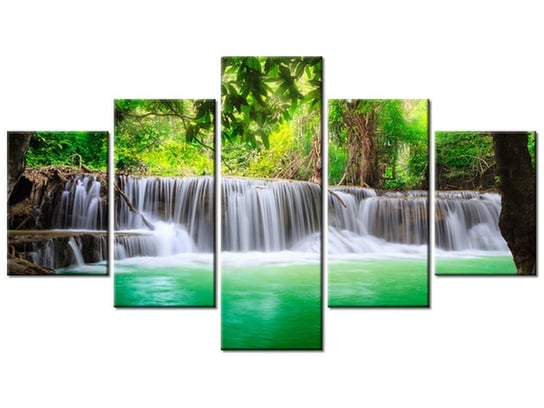 Obraz, Tajlandia wodospad w Kanjanaburi, 5 elementów, 125x70 cm Oobrazy