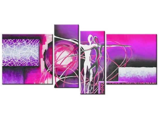 Obraz Tańczące postacie w fiolecie, 4 elementy, 120x55 cm Oobrazy