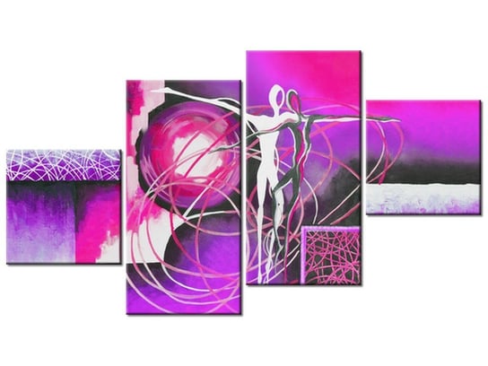 Obraz Tańczące postacie w fiolecie, 4 elementy, 160x90 cm Oobrazy