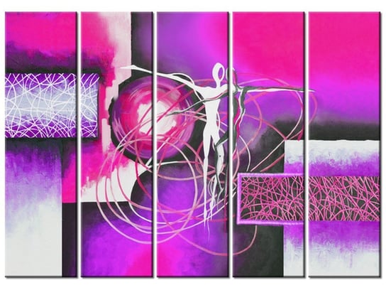 Obraz Tańczące postacie w fiolecie, 5 elementów, 225x160 cm Oobrazy