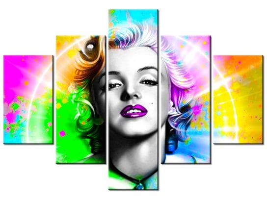 Obraz Tęczowa Marylin Monroe, 5 elementów, 100x70 cm Oobrazy