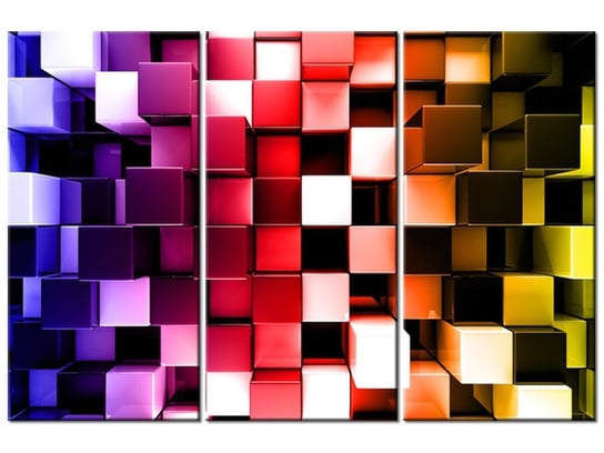 Obraz Tęczowe bloki 3D, 3 elementy, 90x60 cm Oobrazy