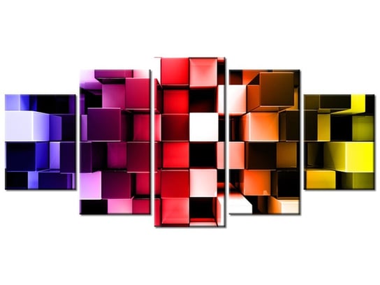 Obraz Tęczowe bloki 3D, 5 elementów, 150x70 cm Oobrazy