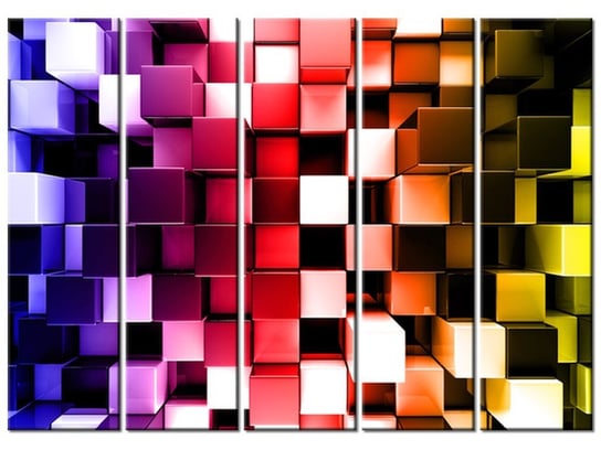 Obraz Tęczowe bloki 3D, 5 elementów, 225x160 cm Oobrazy