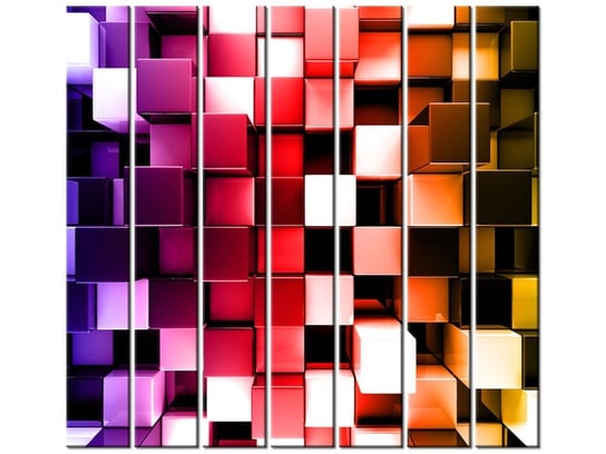 Obraz Tęczowe bloki 3D, 7 elementów, 210x195 cm Oobrazy