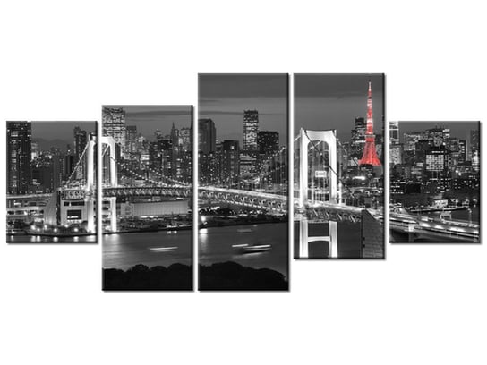Obraz Tokyo most tęczowy, 5 elementów, 150x70 cm Oobrazy
