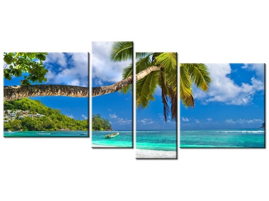 Obraz Tropikalna sceneria - Seszele, 4 elementy, 120x55 cm Oobrazy