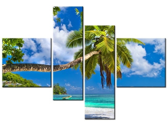 Obraz Tropikalna sceneria - Seszele, 4 elementy, 130x90 cm Oobrazy