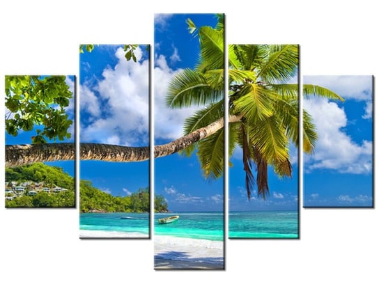 Obraz, Tropikalna sceneria - Seszele, 5 elementów, 150x105 cm Oobrazy