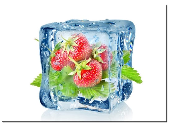 Obraz, Truskawka w kostce lodu, 70x50 cm Oobrazy