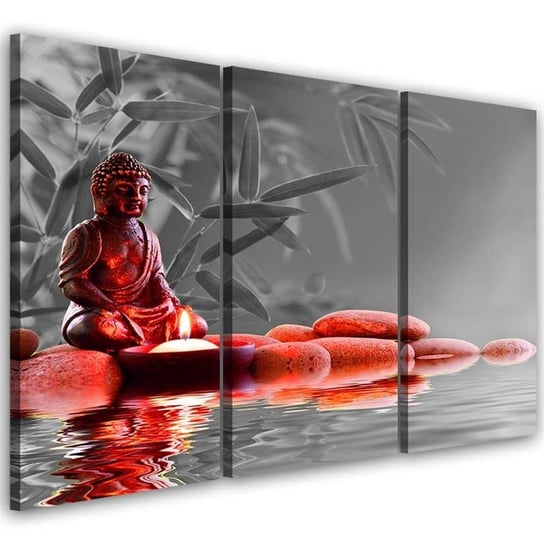 Obraz tryptyk na płótnie trzyczęściowy FEEBY, Buddha Feng Shui Religia 150x100 Feeby