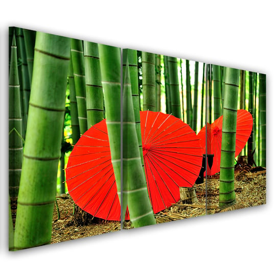 Obraz tryptyk na płótnie trzyczęściowy FEEBY, Japonia Bambus Parasolki 120x60 Feeby