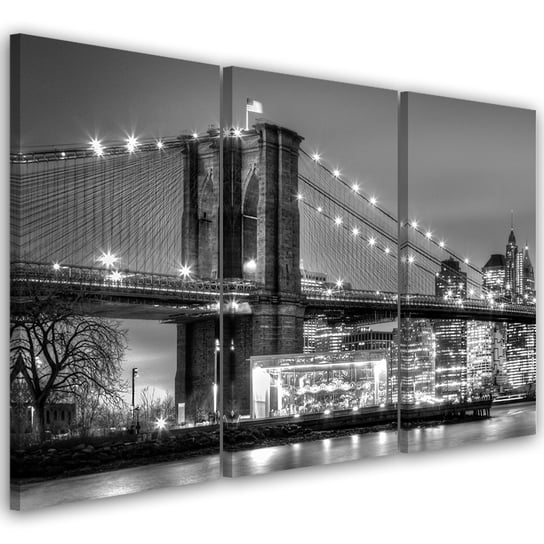 Obraz tryptyk na płótnie trzyczęściowy FEEBY, Manhattan Most Nowy Jork 90x60 Feeby