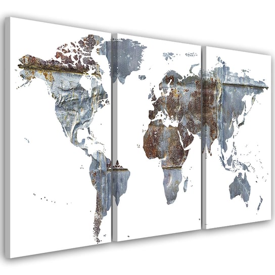 Obraz tryptyk na płótnie trzyczęściowy FEEBY, Mapa Świata 120x60 Feeby