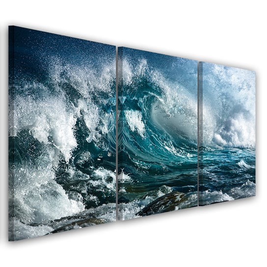 Obraz tryptyk na płótnie trzyczęściowy FEEBY, Morze Ocean Fale 60x30 Feeby