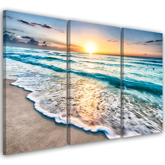 Obraz tryptyk na płótnie trzyczęściowy FEEBY, Morze Plaża Woda 120x80 Feeby