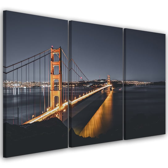 Obraz tryptyk na płótnie trzyczęściowy FEEBY, Most Golden San Francisco 60x40 Feeby