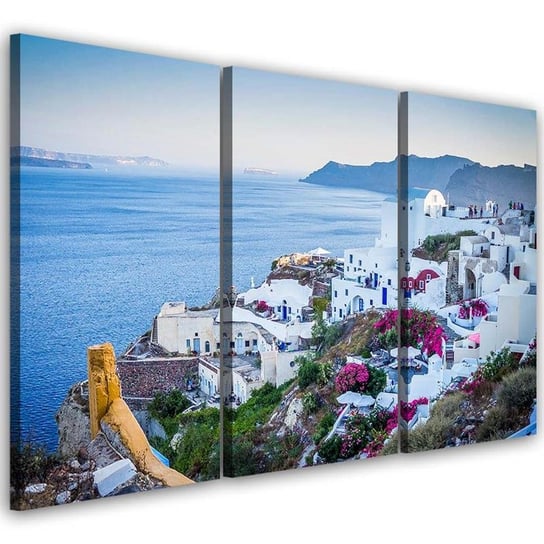 Obraz tryptyk na płótnie trzyczęściowy FEEBY, Santorini Grecja Morze 150x100 Feeby