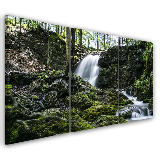 Obraz tryptyk na płótnie trzyczęściowy FEEBY, Wodospad Las Skały 60x40 Feeby