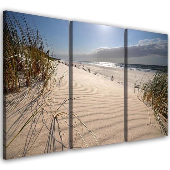 Obraz tryptyk na płótnie trzyczęściowy FEEBY, Wydmy Plaża Morze 120x80 Feeby