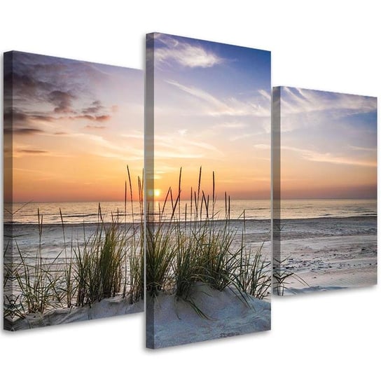 Obraz tryptyk na płótnie trzyczęściowy FEEBY, Zachód słońca na plaży 120x80 Feeby