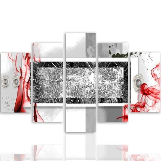 Obraz tryptyk pięcioczęściowy FEEBY, Abstrakcja Beżowy Czerwony 100x70 Feeby