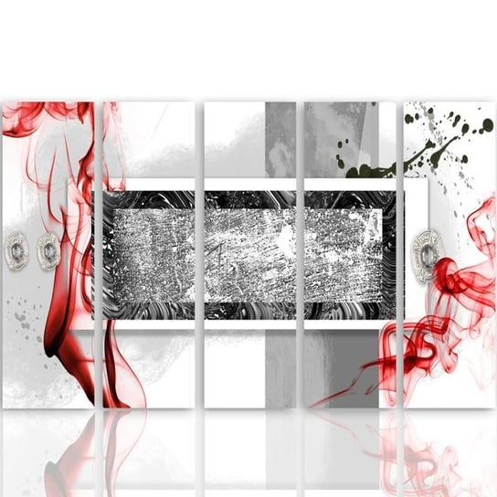 Obraz tryptyk pięcioczęściowy FEEBY, Abstrakcja Beżowy Czerwony 150x100 Feeby