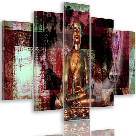 Obraz tryptyk pięcioczęściowy FEEBY, ABSTRAKCJA Buddha malowany 150x100 Feeby