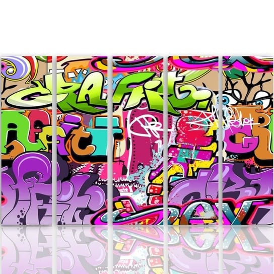 Obraz tryptyk pięcioczęściowy FEEBY, Abstrakcja Graffiti 300x140 Feeby