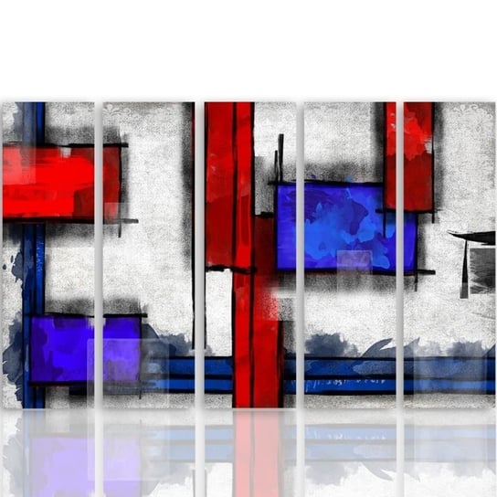 Obraz tryptyk pięcioczęściowy FEEBY, Abstrakcja Niebiesko Czerwona 150x100 Feeby