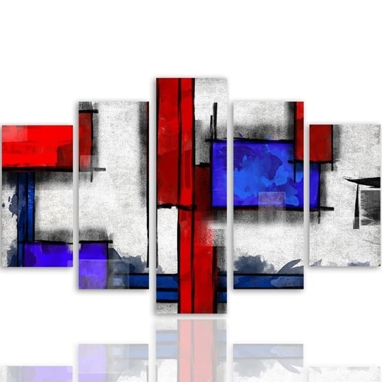 Obraz tryptyk pięcioczęściowy FEEBY, Abstrakcja Niebiesko Czerwona 300x140 Feeby