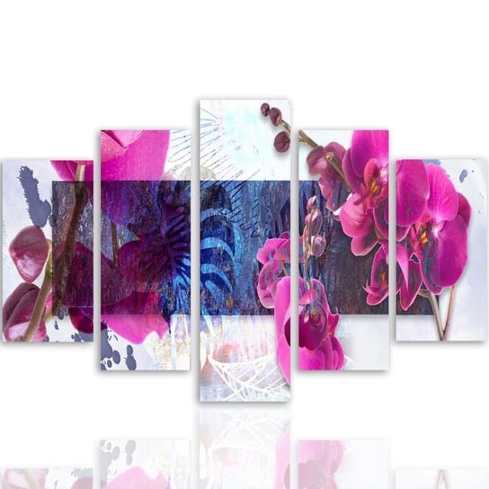Obraz tryptyk pięcioczęściowy FEEBY, Abstrakcja Orchidea Różowy 100x70 Feeby
