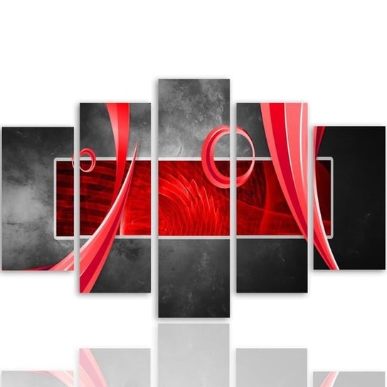 Obraz tryptyk pięcioczęściowy FEEBY, Abstrakcja Szary Czerwony 250x120 Feeby