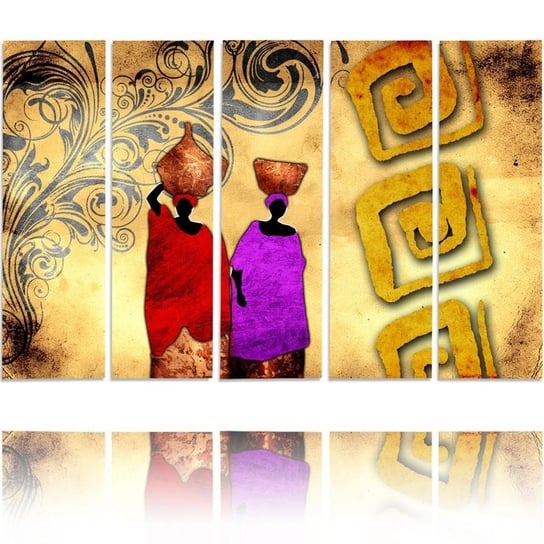 Obraz tryptyk pięcioczęściowy FEEBY, Afryka Kobiety Kolorowy 100x70 Feeby