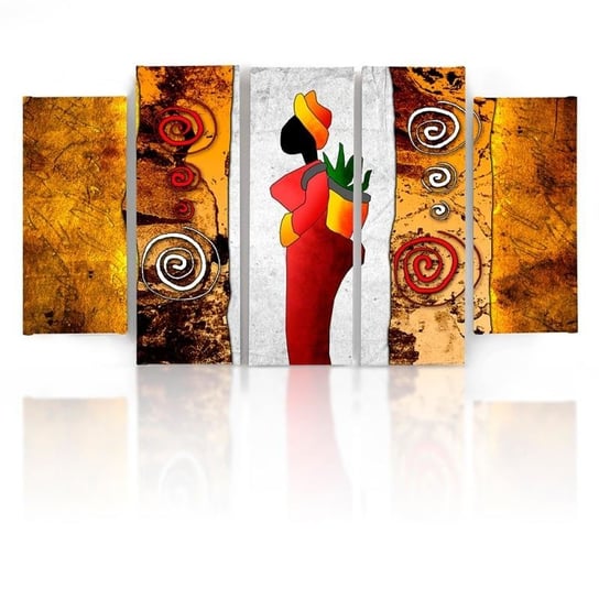 Obraz tryptyk pięcioczęściowy FEEBY, Afrykańska Kobieta Brązowy 100x70 Feeby