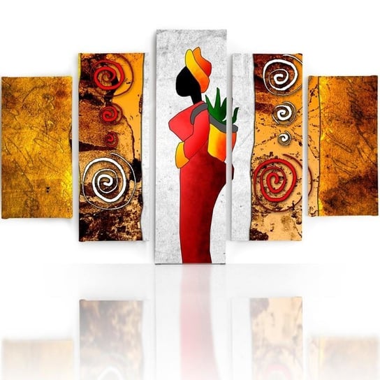 Obraz tryptyk pięcioczęściowy FEEBY, Afrykańska Kobieta Brązowy 300x140 Feeby