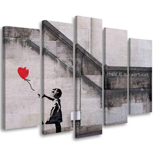 Obraz tryptyk pięcioczęściowy FEEBY, Banksy Dziewczynka Balon 200x100 Feeby