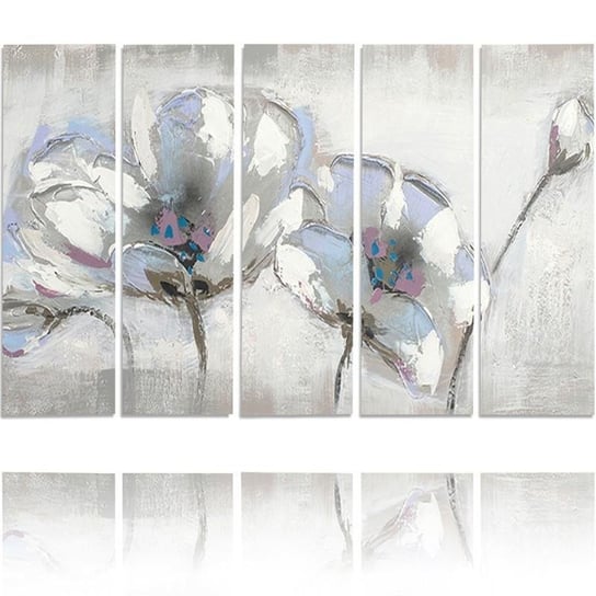 Obraz tryptyk pięcioczęściowy FEEBY, Białe Malowane Kwiaty 300x140 Feeby