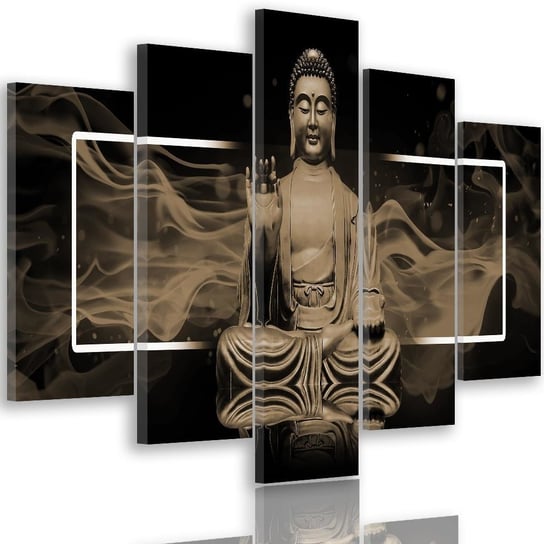 Obraz tryptyk pięcioczęściowy FEEBY, Brązowy Buddha Zen Spa 100x70 Feeby