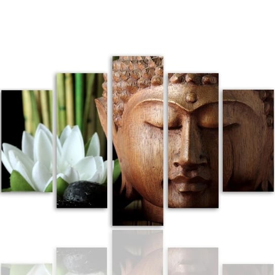 Obraz tryptyk pięcioczęściowy FEEBY, Buddha Bambus zen kwiat 100x70 Feeby
