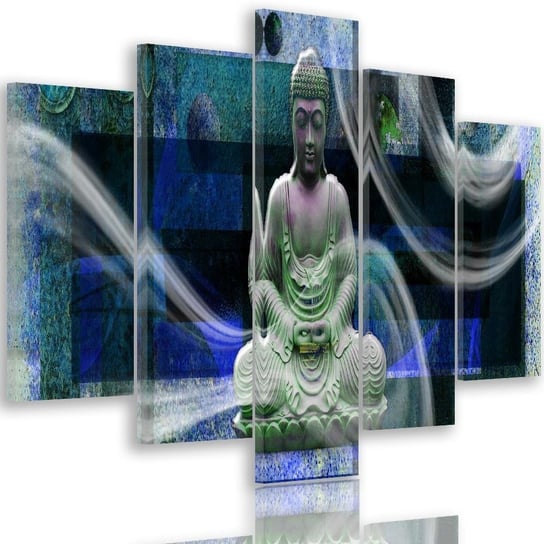 Obraz tryptyk pięcioczęściowy FEEBY, Buddha Feng Shui Niebieski 300x140 Feeby