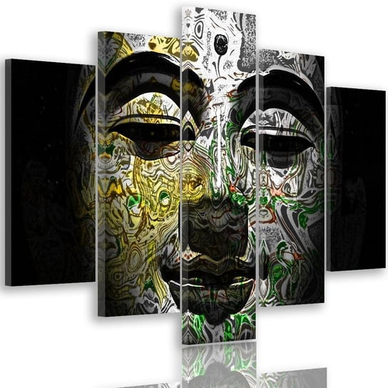 Obraz tryptyk pięcioczęściowy FEEBY, Buddha GŁOWA wzory zen spa 100x70 Feeby