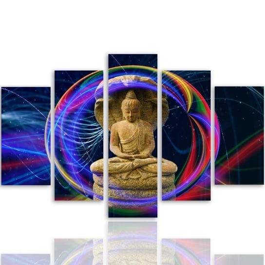 Obraz tryptyk pięcioczęściowy FEEBY, Buddha Kolorowy Orient 100x70 Feeby