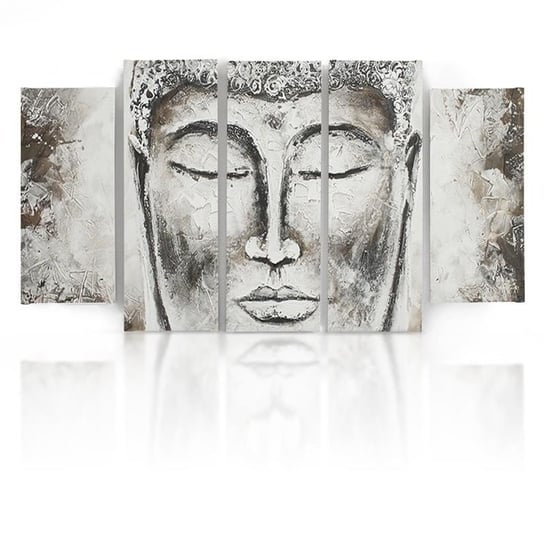 Obraz tryptyk pięcioczęściowy FEEBY, Buddha Szary Zen Spa 300x140 Feeby