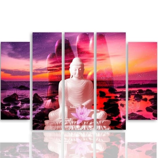 Obraz tryptyk pięcioczęściowy FEEBY, Buddha Zachód Słońca Morze 150x100 Feeby