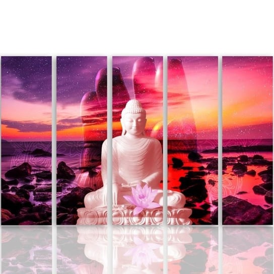 Obraz tryptyk pięcioczęściowy FEEBY, Buddha Zachód Słońca Morze 250x120 Feeby