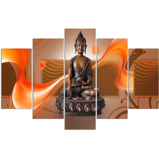 Obraz tryptyk pięcioczęściowy FEEBY, Buddha Zen Brązowy 100x70 Feeby